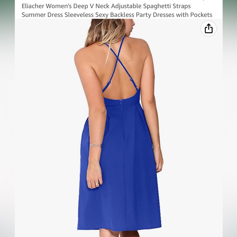 Blue Occasion  Full Skirted Strappy  Dress  New  Size 8/10
